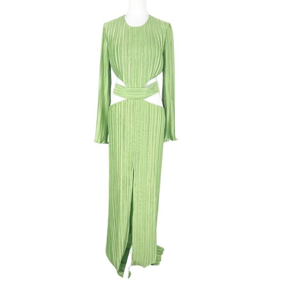 Aiifos Philipa Pleated Long Sleeve Cut Out Gown in Jade Green - Picture 3 of 13